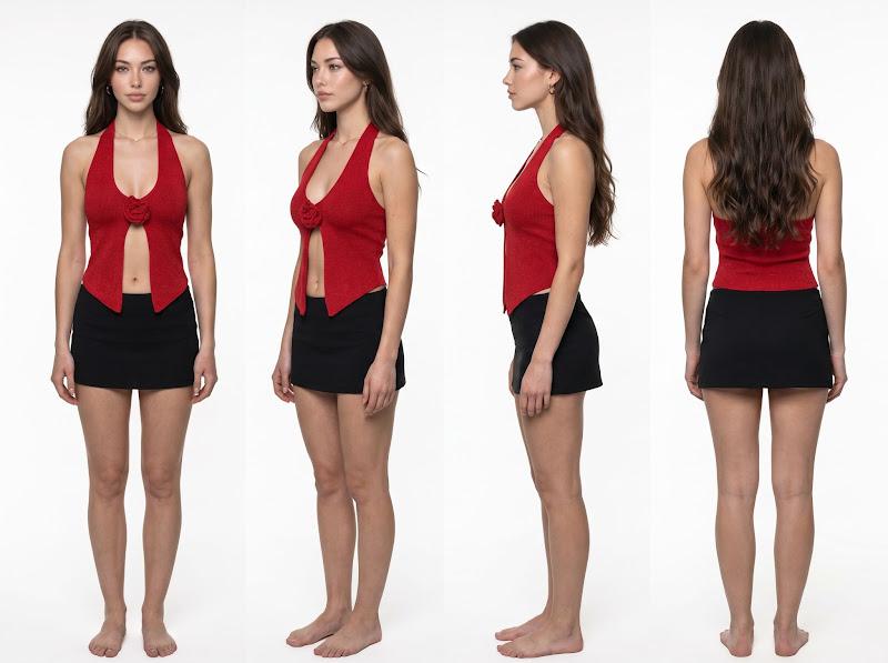 Hoja de cuerpo completo del avatar en cuatro vistas