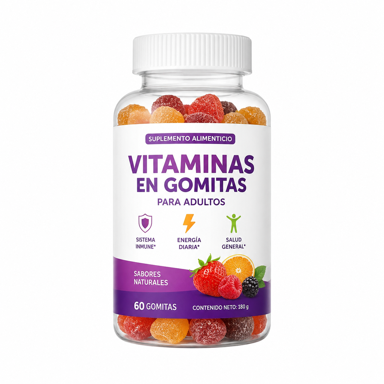 Frasco de vitaminas en gomitas