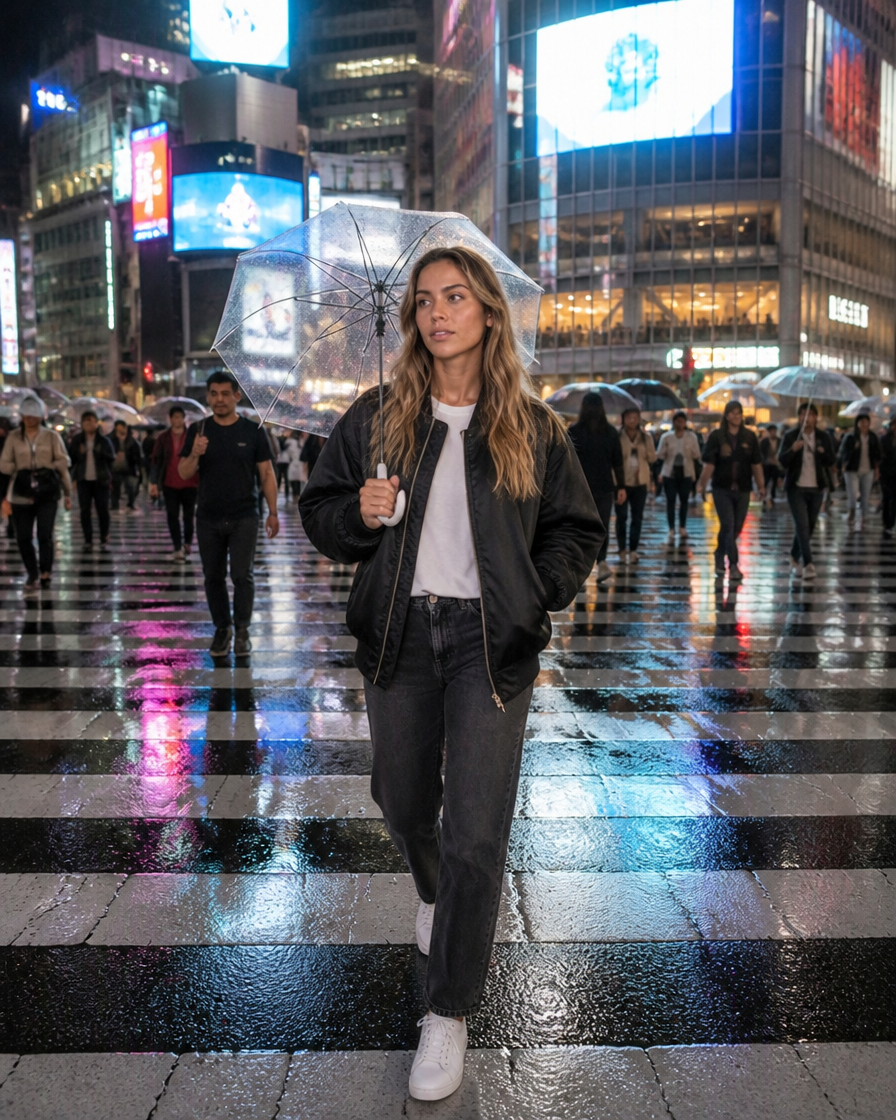 Tokio de noche · varias fuentes de luz y colores contrarios