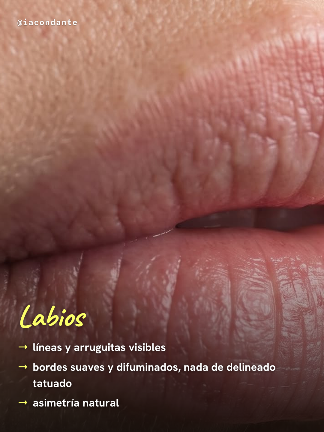 Resultado: labios con textura realista en macro