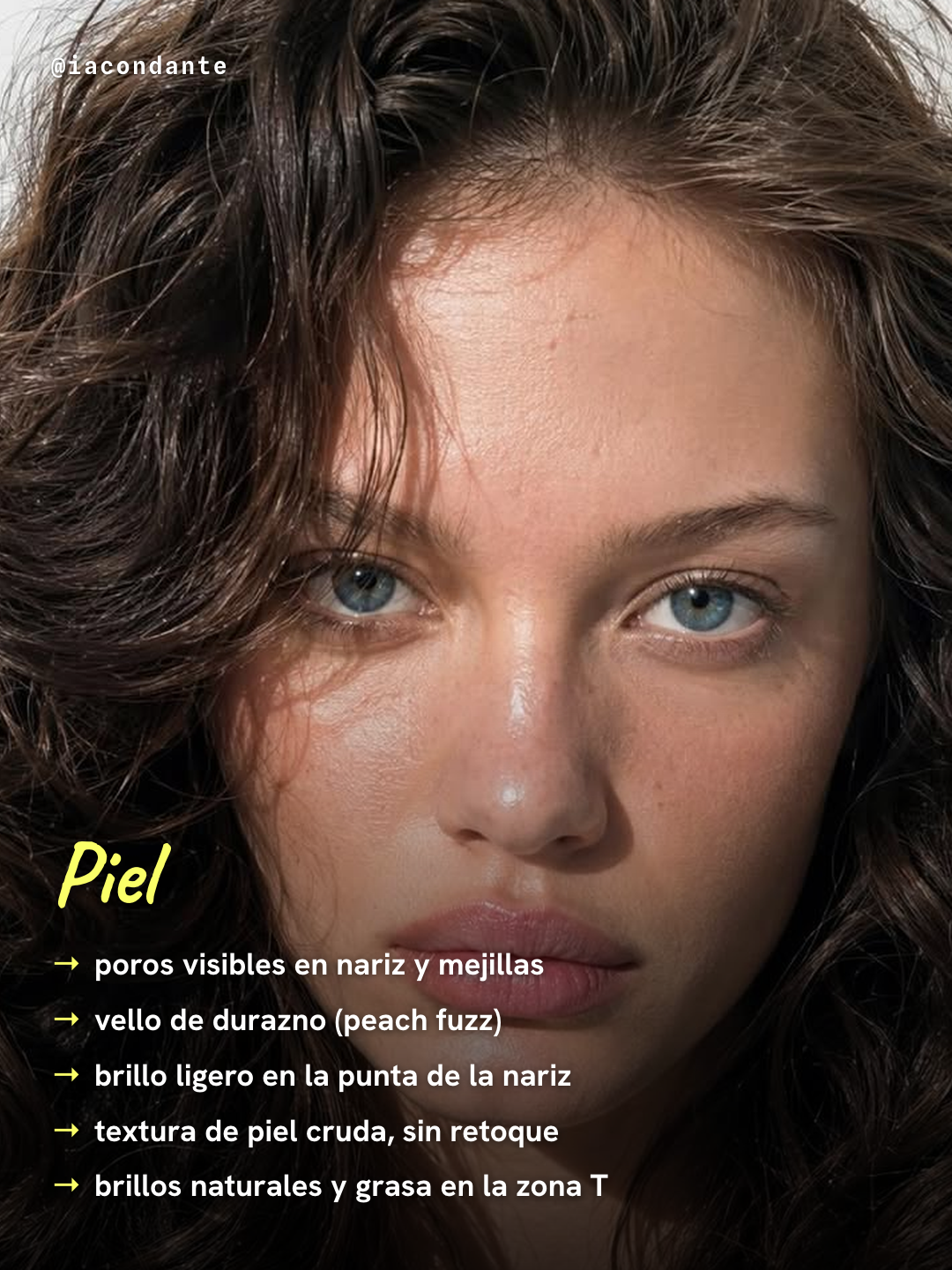 Resultado: rostro con piel realista y luz dura lateral