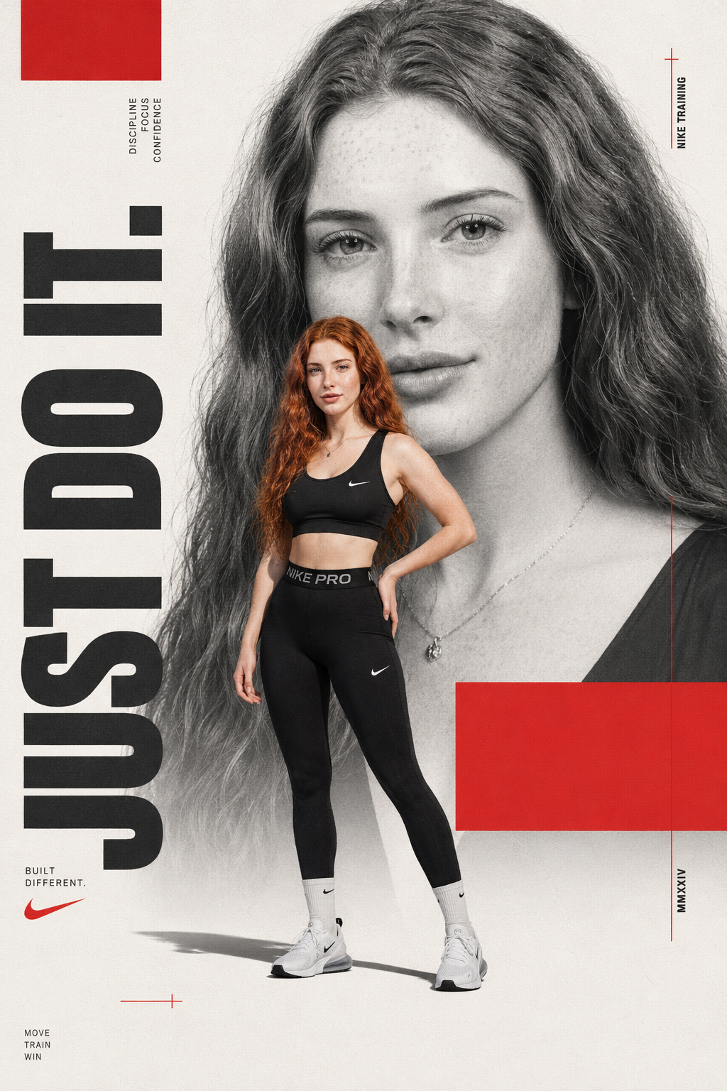 Resultado: póster de campaña deportiva estilo Nike