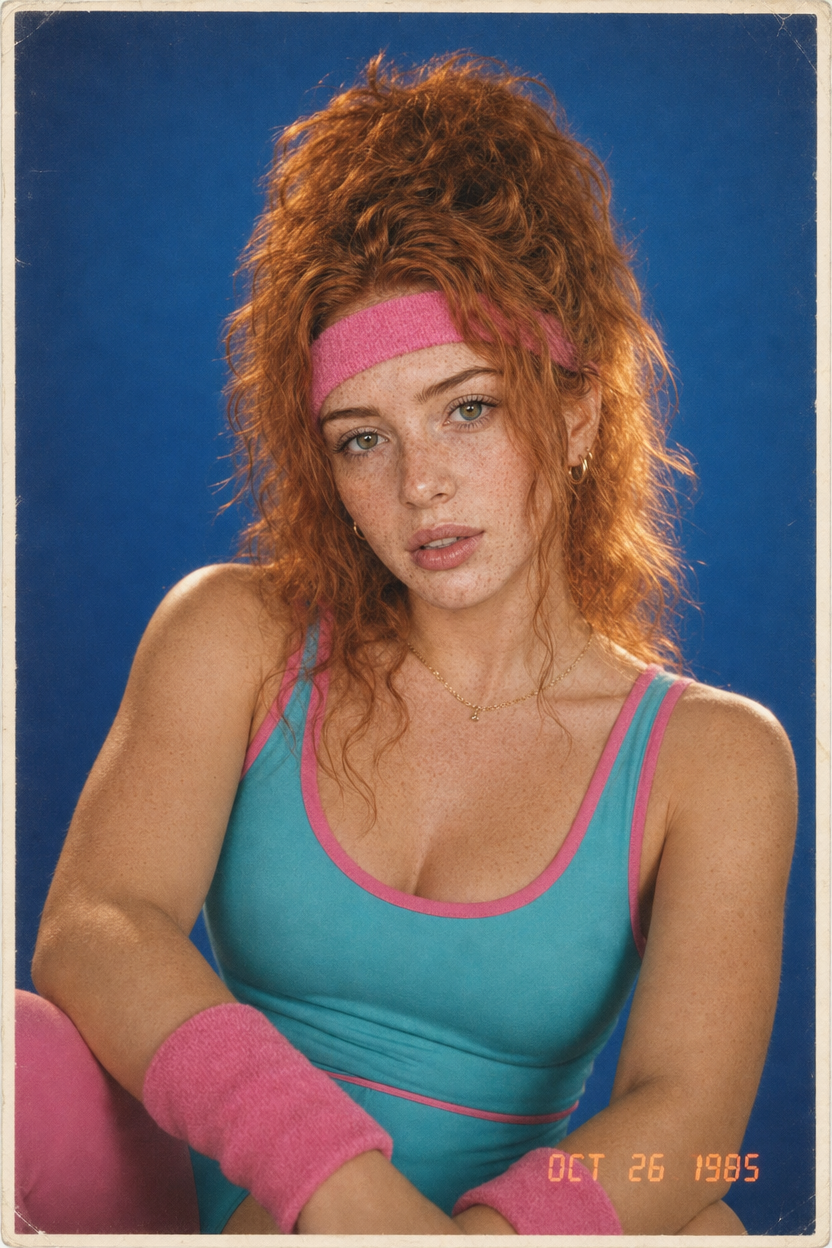 Retrato de estudio de 1985 — los aeróbicos